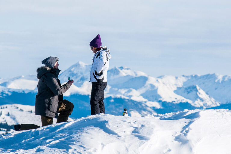 Marriage proposal in the Colorado Rockies while snowmobiling with Nova Guides near Vail, CO.