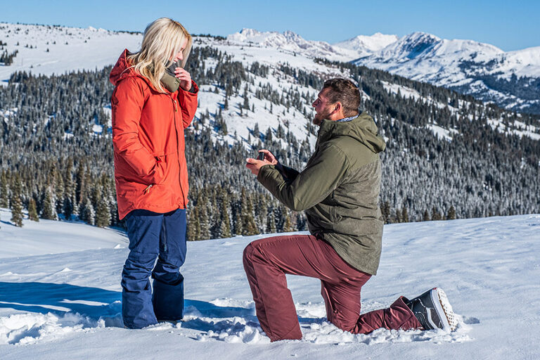 Marriage proposal caught by Dramatic Focal Point while working alongside Nova Guides near Vail CO